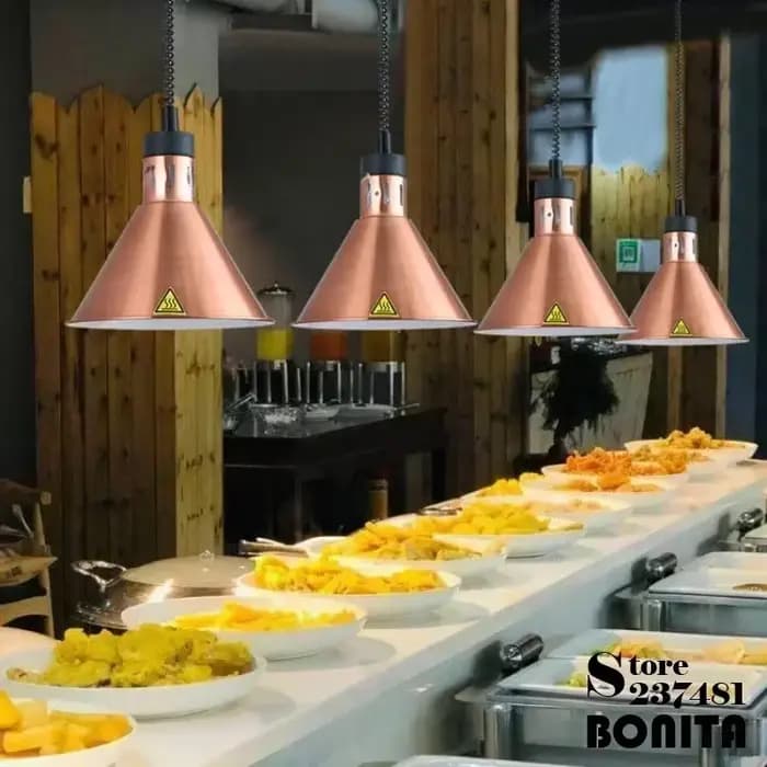 Lampe industrielle de réchauffement des aliments, hôtel, Restaurant, avec ampoule Led de grande puissance, abat-jour en métal, lampe suspendue relevable pour décoration de la maison