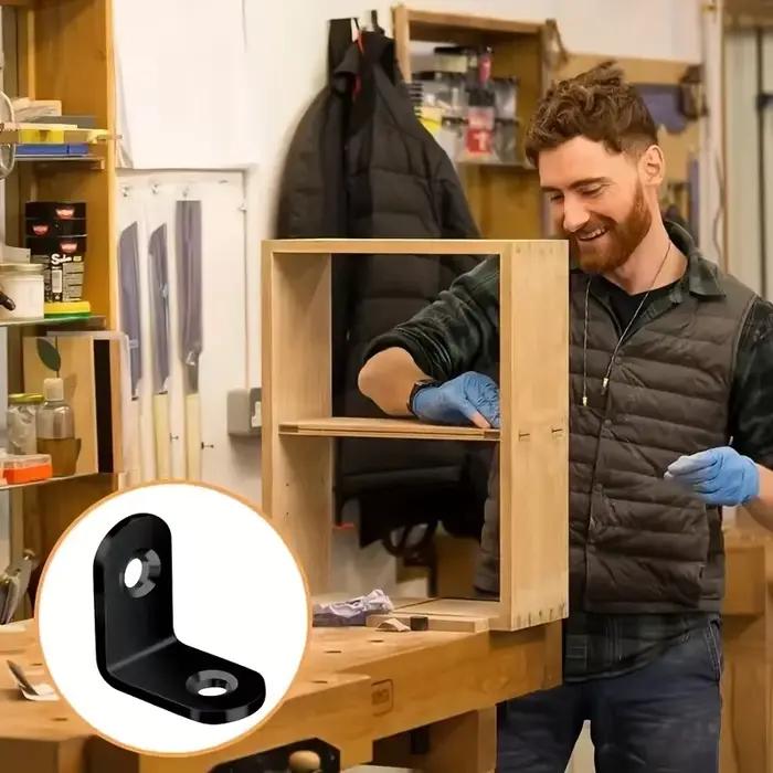 Accessoires de Support à Angle droit noir en forme de L avec vis