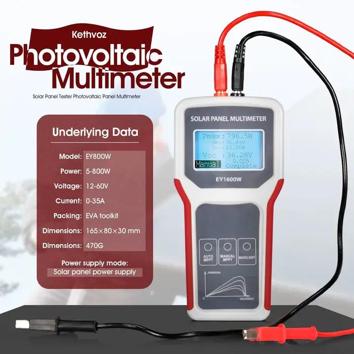 Testeur de panneaux solaires EY800W (12-60V, 0-35A) – Outil intelligent MPPT automatique/manuel pour la détection de tension en circuit ouvert et la résolution des problèmes pour les tests photovoltaï