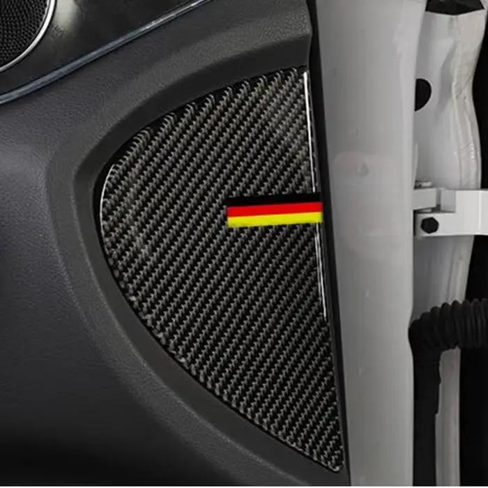 Garniture de décoration de panneau de porte avant en fibre de carbone, accessoires de voiture, Mercedes Benz Classe C W205, GLC X253, 2015-2018, 2 pièces