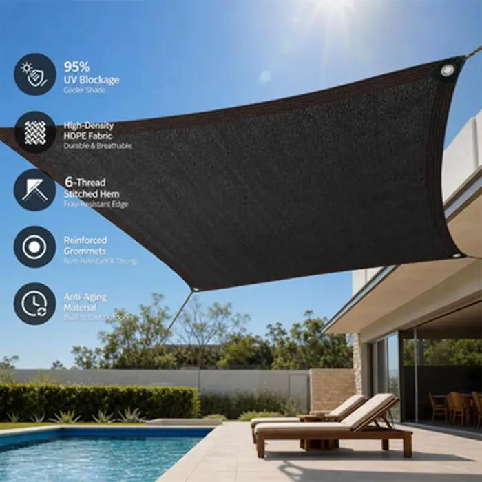 Toile d'ombrage de jardin 9,8x6,5 pieds, bâche pare-soleil haute densité, couverture en maille anti-UV avec œillets pour patio, véranda, balcon, cour arrière, auvent