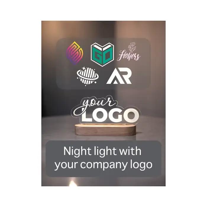 Lampe lumineuse personnalisée avec logo de marque, plaque en acrylique personnalisée avec QR code, cadeaux d'entreprise, décoration de table, enseigne lumineuse personnalisée