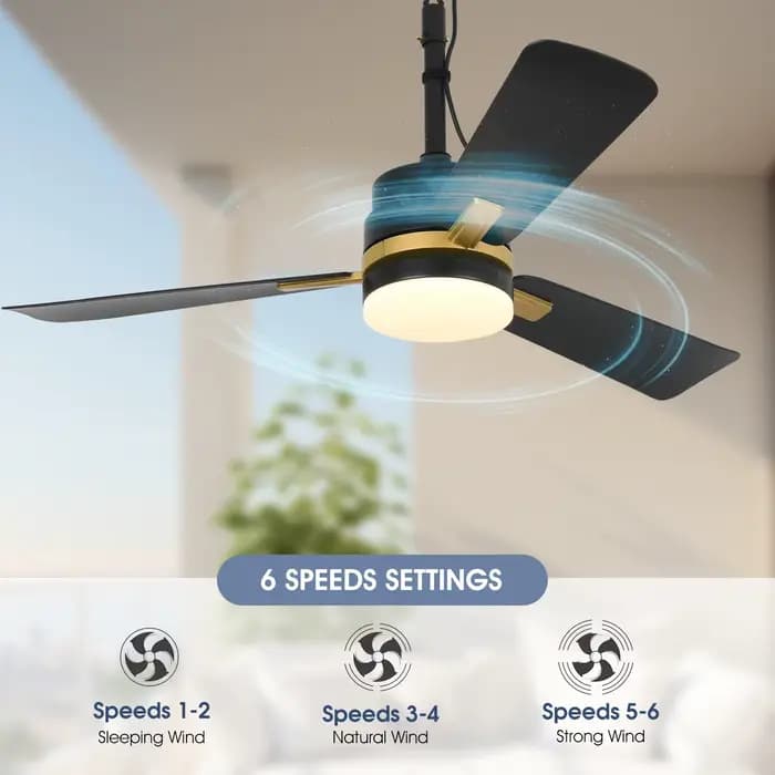 Ventilateur de plafond avec éclairage LED, ventilateur de plafond intérieur/extérieur à brancher sans câblage, facile à installer, pour balcon, salon, ventilateur lumineux