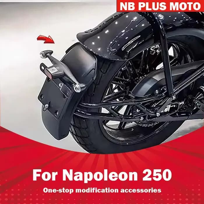 【Premium】 Accessoires de modification tout-en-un pour Napoleon 250 : échappement, protection anti-brûlure, siège double pliable, garde-boue, pare-brise arrière, draina