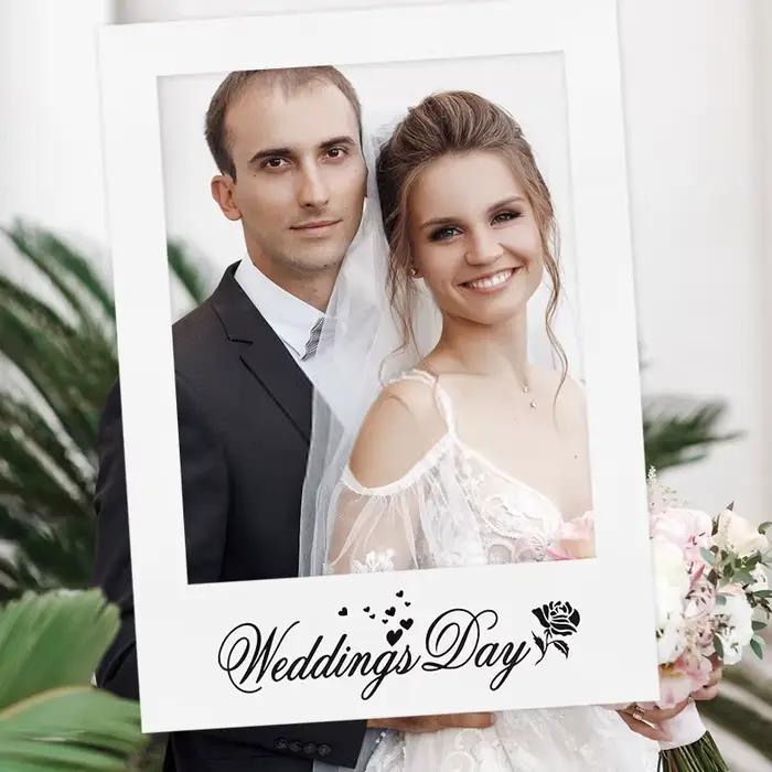 Cadre photo en carton blanc DIY pour la journée du mariage, douche nuptiale, enterrement de vie de jeune fille, réception de mariage, accessoire de photographie