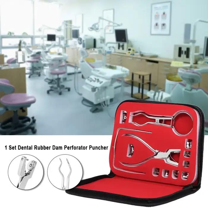 Kit de soins des dents, perforateur de barrage dentaire, pince de perçage de trous de barrage de dentisterie pour dentiste, perforateur de barrage en caoutchouc, outils orthodontiques de laboratoire