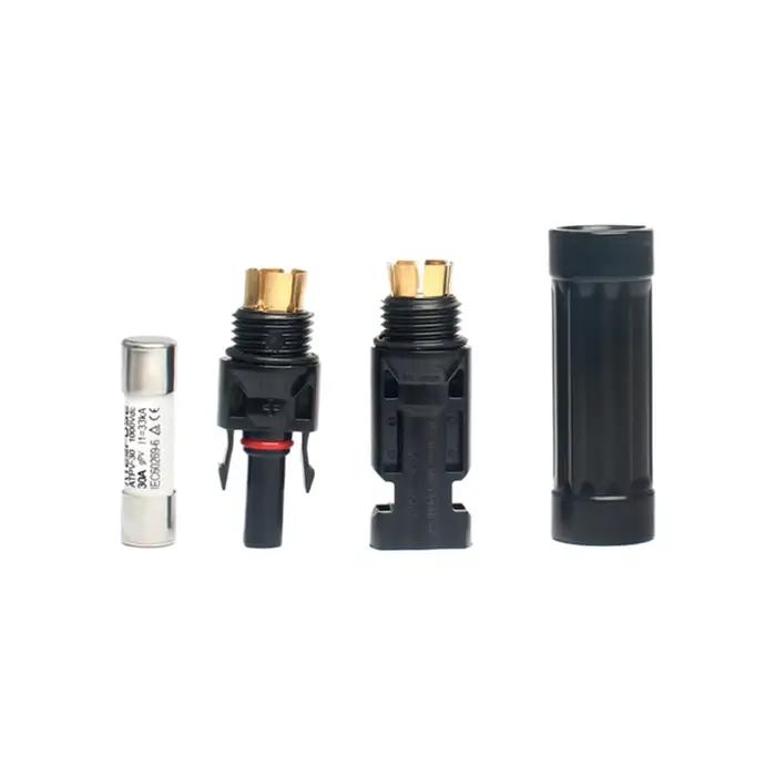 Connecteurs de panneaux solaires Fusibles DC 10A-30A 1000V/1500V IP68 Étanche Ignifuge pour systèmes