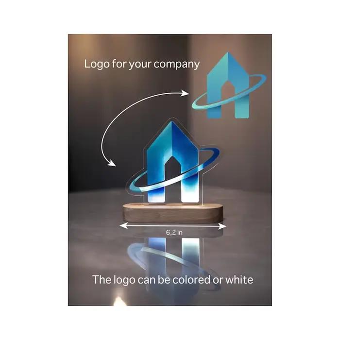 Lampe lumineuse personnalisée avec logo de marque, plaque en acrylique personnalisée avec QR code, cadeaux d'entreprise, décoration de table, enseigne lumineuse personnalisée