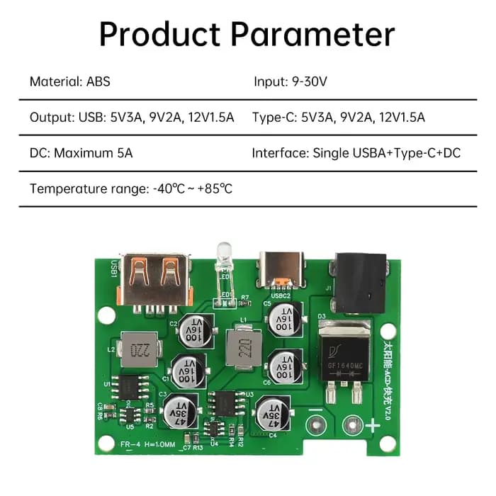 Contrôleur de Charge solaire MPPT, régulateur de batterie de panneau solaire, Interface USBA type-c DC pour les amateurs de bricolage