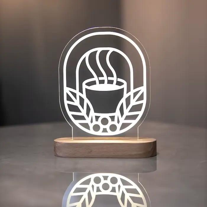 Lampe lumineuse personnalisée avec logo de marque, plaque en acrylique personnalisée avec QR code, cadeaux d'entreprise, décoration de table, enseigne lumineuse personnalisée