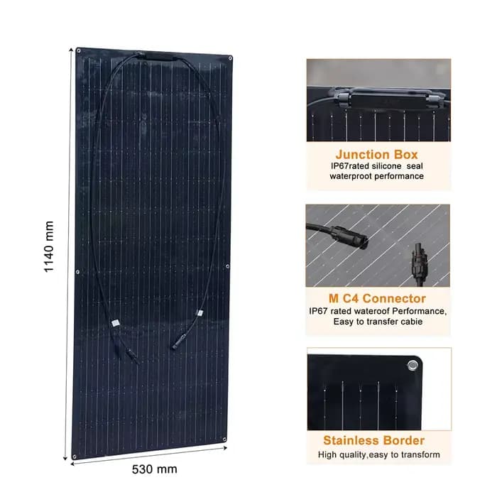 BOGUANG Solar Panels Panneau solaire semi-flexible pour balcon, photovoltaïque, long, 1500W, 600W, 450W, 300W, 150W, 12 volts, IP67, Grade A, l'horloge, Nouveau  |ETFE Solar Panels