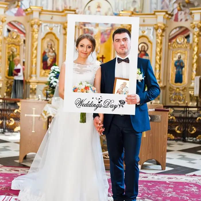 Cadre photo en carton blanc DIY pour la journée du mariage, douche nuptiale, enterrement de vie de jeune fille, réception de mariage, accessoire de photographie
