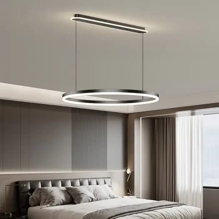 Minimalisme moderne LED Dimmable Lustre Anneaux Circulaires Lampe Suspendue Salon Chambre Cuisine