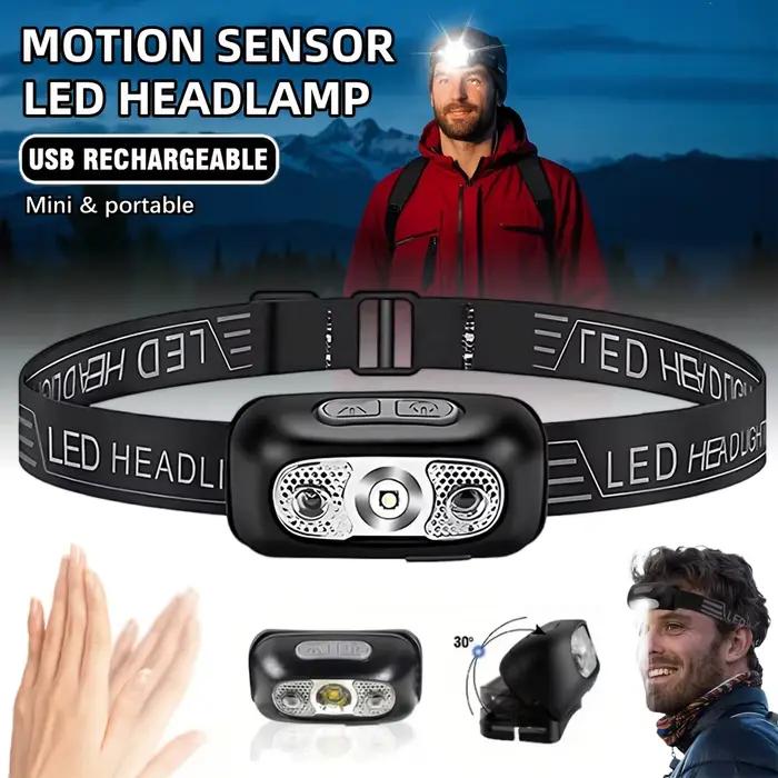 Capteur de mouvement phare Rechargeable lampe de poche LED phares Ultra lumineux
