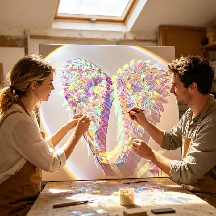 Feuilles acryliques arc-en-ciel, 100 panneaux colorés, mini carrés acryliques holographiques arc-en-ciel pour l'artisanat domestique, les présentations et les fêtes