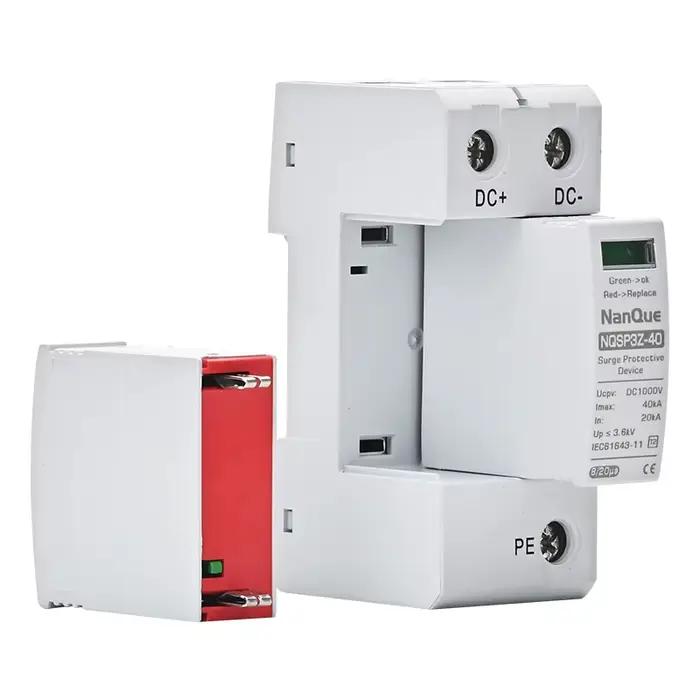Protecteur de surtension solaire photovoltaïque économique DC SPD 2P 20KA 40KA 250V 500V 1000V