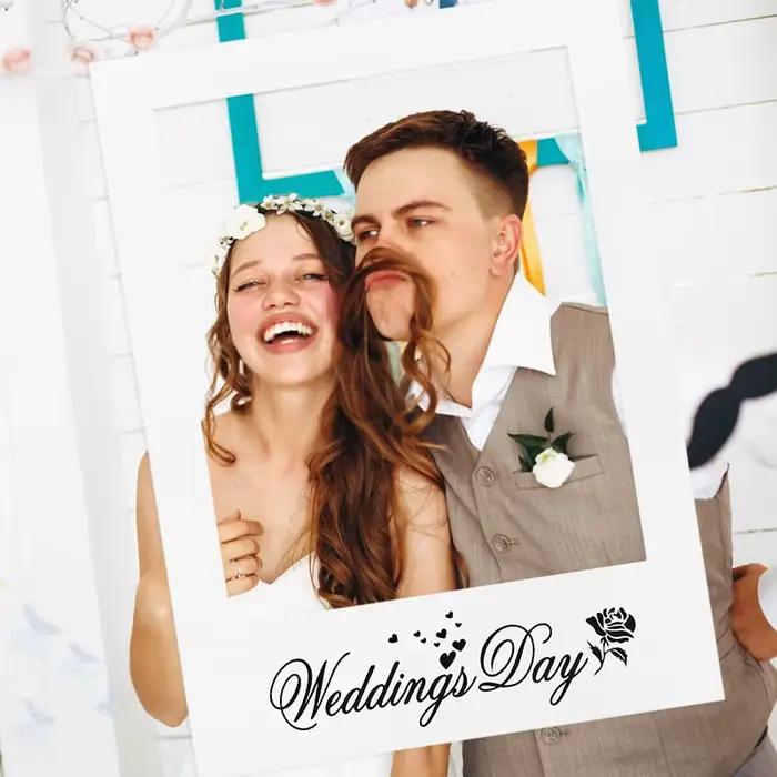 Cadre photo en carton blanc DIY pour la journée du mariage, douche nuptiale, enterrement de vie de jeune fille, réception de mariage, accessoire de photographie