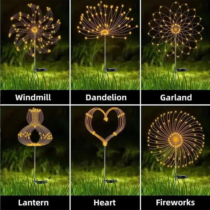 Lampe LED Solaire en Forme de enquêter d'Artifice Imperméable pour Décoration de Jardin