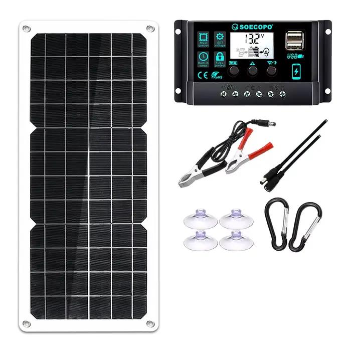 SOECOPO Kit de panneaux solaires monocristallins 150 W avec contrôleur LCD 30-100 A pour camping/camping/alimentation d'urgence