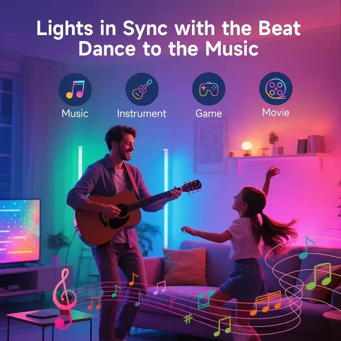 150cm RGB lampadaire télécommande RGBIC décoration intérieure éclairage d'ambiance support LED lumières pour salon chambre salle à manger Tabl