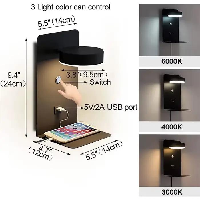 Applique Murale LED avec Chargeur USB pour Chambre à Coucher, Luminaire Décoratif d'Nik, Panneaux Muraux avec Joli, Applique Moderne pour Allée et Salon applique murale interirieur decoration maison l