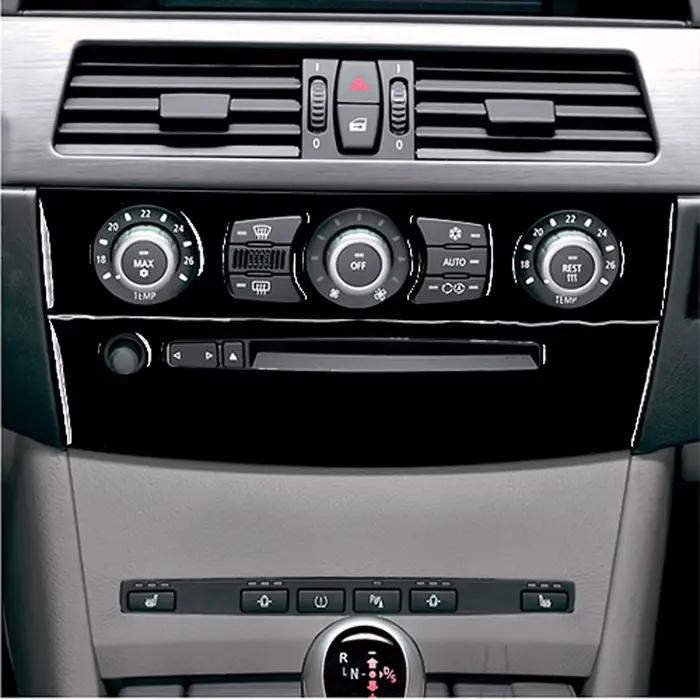 Autocollant intérieur noir piano pour BMW, accessoires de voiture, climatisation, AC, radio, CD, panneau de commande, revêtement Kiev illage, BMW Série 5, E60, 2004-2010