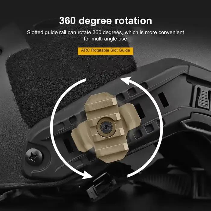 Adaptateur de montage sur rail latéral pour casque, accessoires de chasse, guide de rotation rapide pour airsoft, résistant, Dul360, 2 pièces