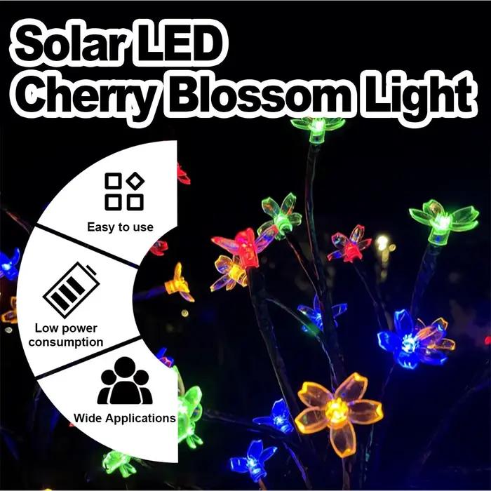 Lampe de terre de fleur de cerisier solaire étanche alimentée par des lumières menées jardin pour la lumière de jardin cour fleurs chemin extérieur festif