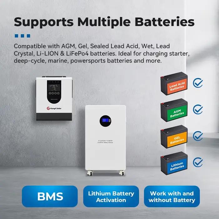 Onduleur solaire hybride 5 kW 24 V MPPT IP21 monophasé à onde sinusoïdale pure