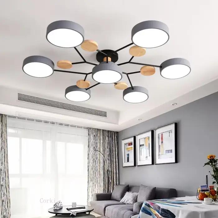 Plafonnier LED en Bois avec Branches d'Arbre au Design Moderne