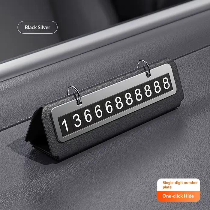 Plaque de numéro de stationnement, design créatif pour l'intérieur de la voiture, plaque de numéro de téléphone pour la confidentialité. Panneau de signalisation pour stationnement temporaire.