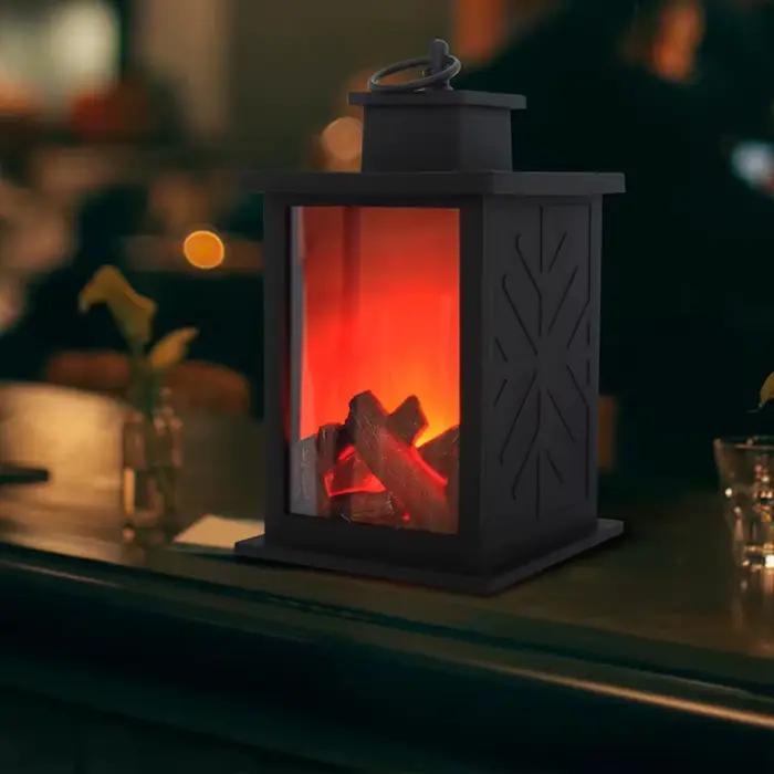 Lanterne de cheminée rétro à LED, lumière de simulation de flamme, alimentée par USB, lampe de nuit vintage pour la décoration intérieure de Noël, d'Halloween