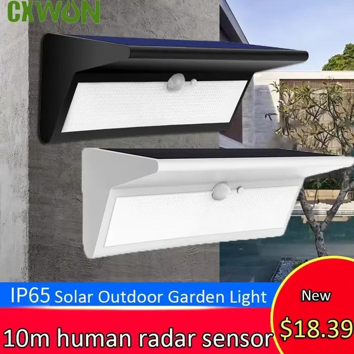 Panneau solaire LED étanche 4 modes d'éclairage moderne pour sécurité extérieure jardin cour patio clôture rue