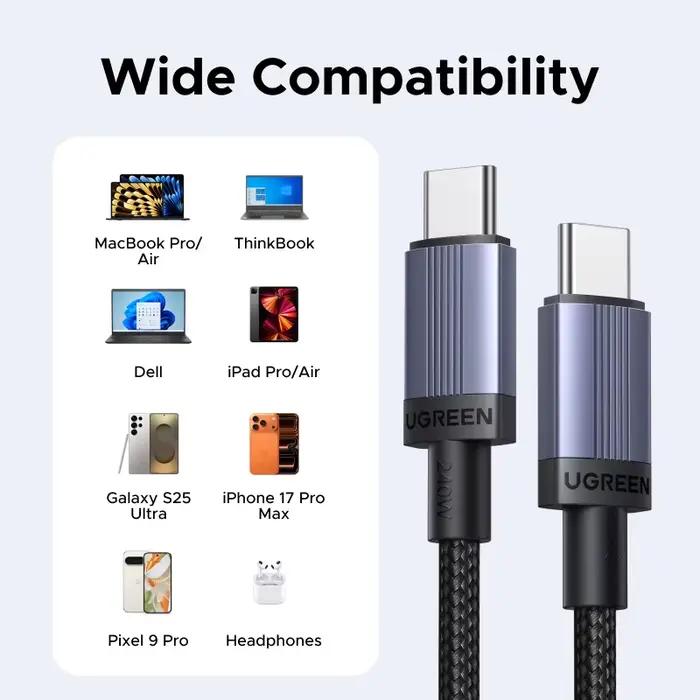 UGREEN 240W USB Type C vers USB C câble 100W PD 3.1 fil de chargeur de charge rapide pour Macbook Pro Xiaomi Samsung ordinateur portable