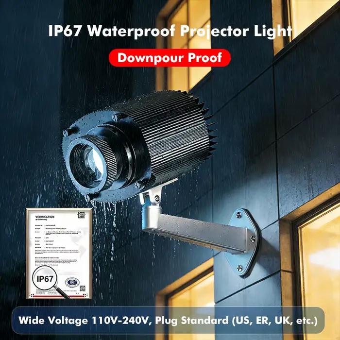 Lampe de projection publicitaire avec logo de magasin, avec motif de texte, tête de porte personnalisée, panneau rotatif, entrée, projecteur au sol extérieur