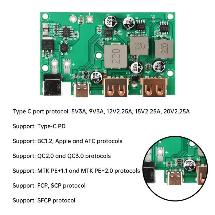 Module de chargeur DIY double USB Type-C avec contrôleur solaire QC2.0 3.0 PD 2.0 3.0 et stabilisateur de panneau