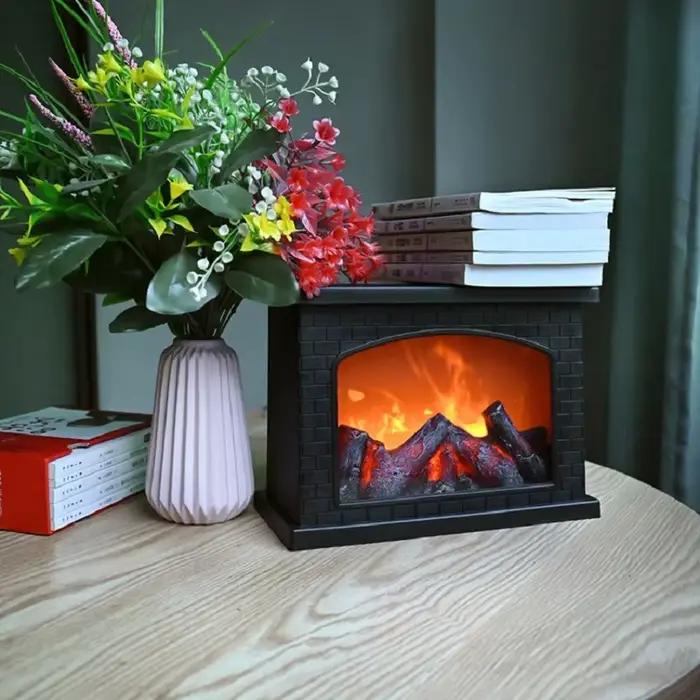 Lanterne de cheminée rétro à LED, lumière de simulation de flamme, alimentée par USB, lampe de nuit vintage pour la décoration intérieure de Noël, d'Halloween