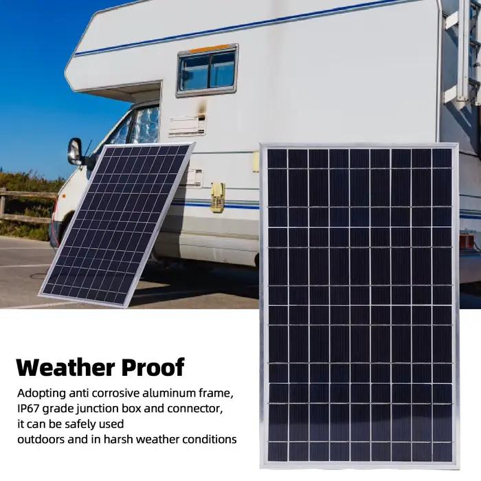 Kit de panneau solaire 100W IP67 étanche avec régulateur 12V 10-50A et ports USB Type C pour voiture