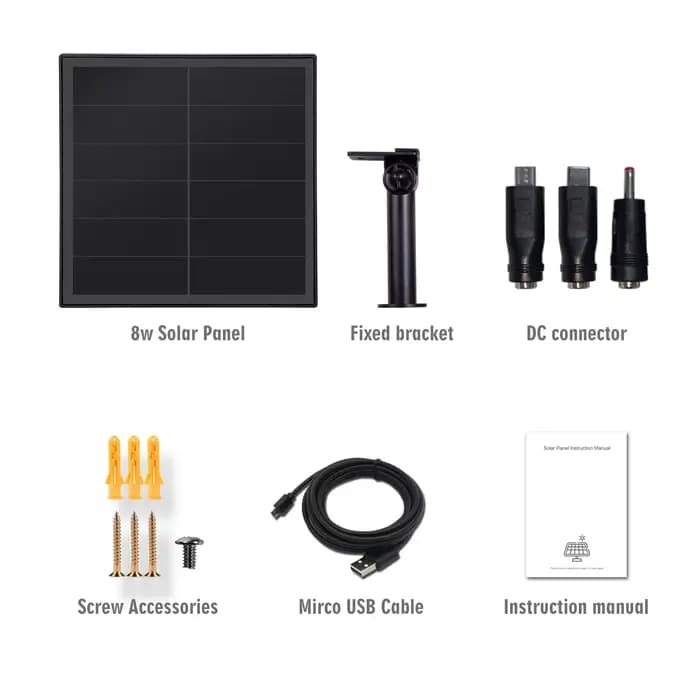Panneau solaire U8 étanche IP66, sortie 12V 8W, cellules solaires pour charger et installer une batterie 18650, caméra de chasse extérieure, LED, routeur 4G, Wifi
