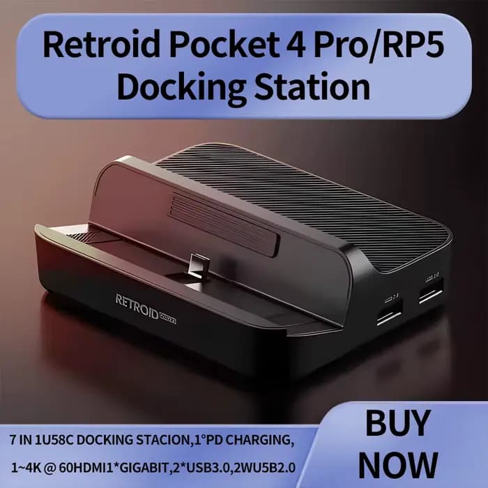 Station d'accueil Retroid Pocket 5 pour Retroid Pocket 4 Pro / RP5 / Retroid Pocket Mini Console de jeu, accessoires personnalisés