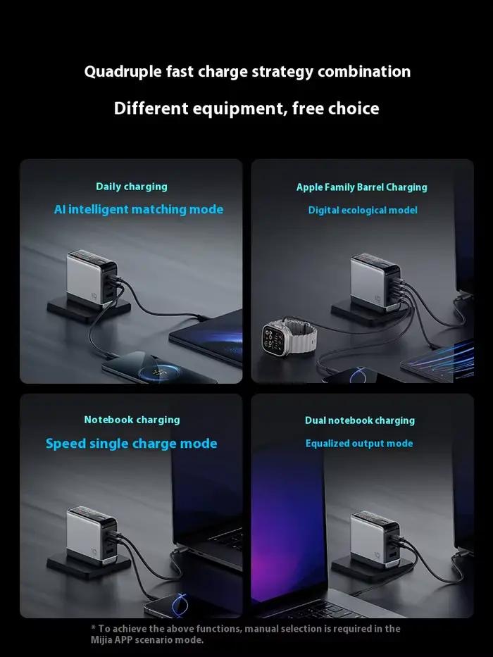 Chargeur électrique CUKTECH 10 Super Energy PD3.0 Ultra-120W GaN multi-ports à charge rapide avec écran Bluetooth OTA