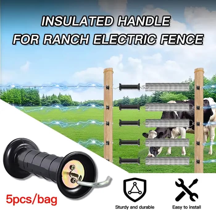 5 poignées de portail pour clôture électrique, poignées isolées pour pâturages, accessoires de clôture pour bétail, bovins, moutons