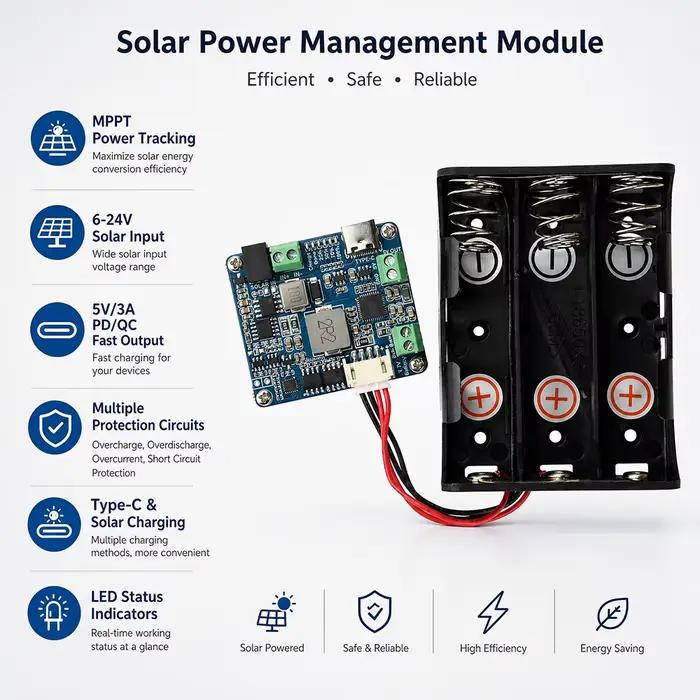 Module de gestion d'énergie solaire D pour Arduino/Jetson/Raspberry Pi