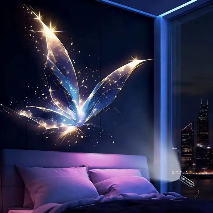 Projecteur USB Lumière de nuit LED en forme de baleine, méduse, papillon pour décoration de chambre, plafond, fenêtre, mur, cadeaux de festival