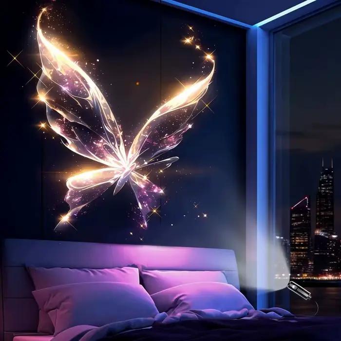 Projecteur USB Lumière de nuit LED en forme de baleine, méduse, papillon pour décoration de chambre, plafond, fenêtre, mur, cadeaux de festival