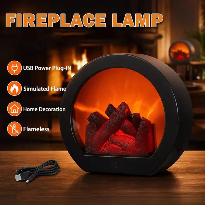 Lanterne de cheminée rétro à LED, lumière de simulation de flamme, alimentée par USB, lampe de nuit vintage pour la décoration intérieure de Noël, d'Halloween
