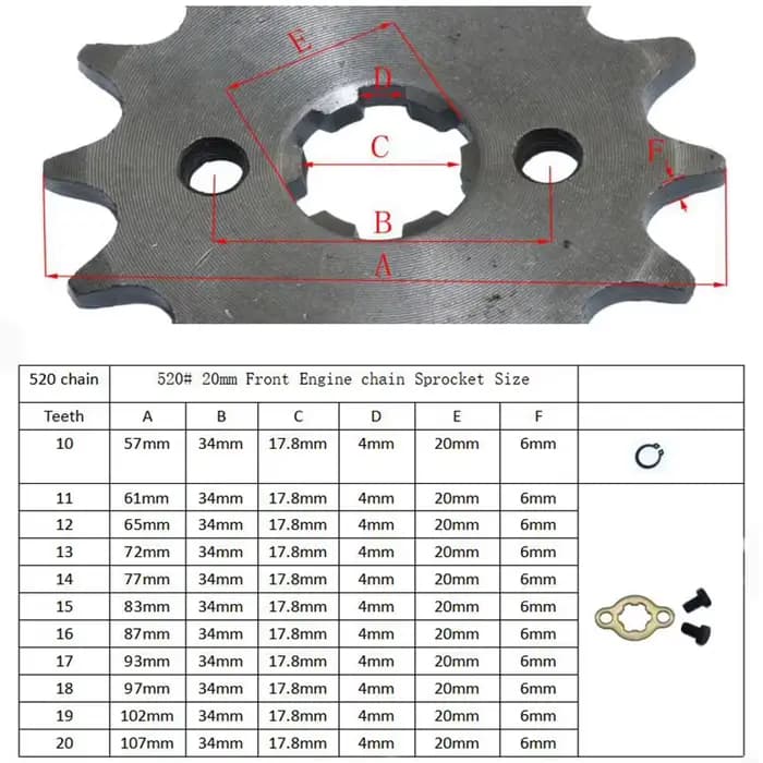 Pièces de moto pignon 520 10T 11T 12T 13T 14T 15T 16T 17T 18T 19T 20mm, engrenage pour Honda Lifan ZongShen YCF ATV Quad Dirt P