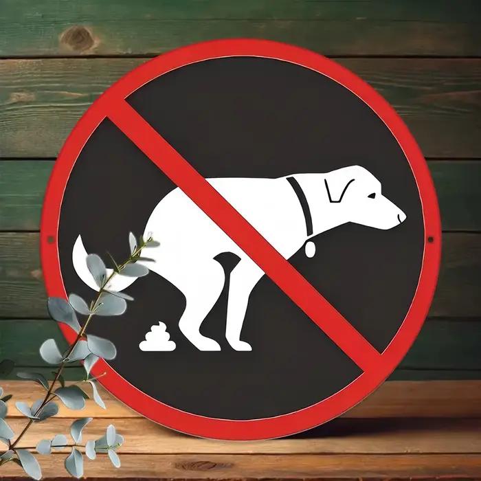 Panneau Interdiction de Déjections Canines |   Décoration d'avertissement sur les déchets d'animaux avec symbole rouge et vintage de chien qui fait ses besoins - pour la maison