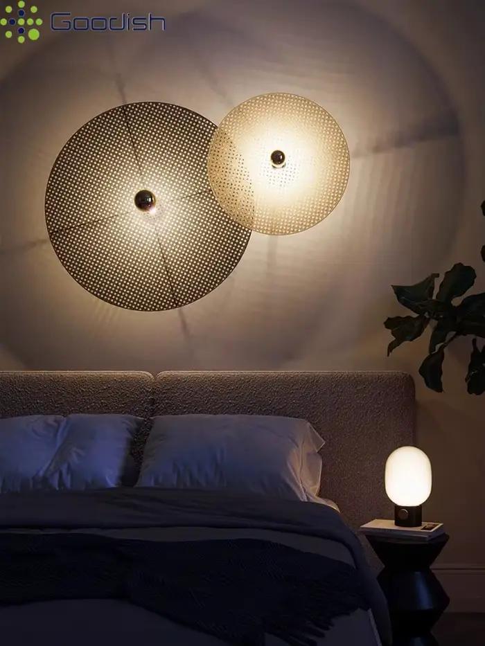 Lampes murales LED en rotin tissé ABS rondes