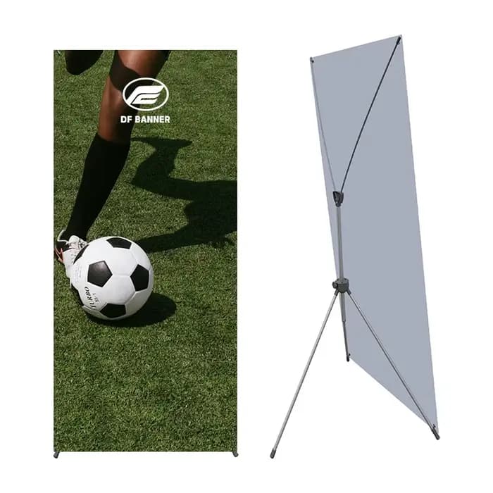 Bannière PVC personnalisée 80x180cm avec support X réglable, portable pour la décoration de fêtes sportives, les événements professionnels, les expositions et la publicité